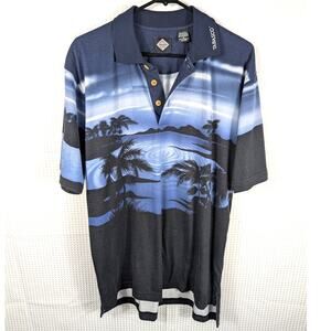 Tabasco M Polo Shirt Mens Tropical Palm Tree Island Novelty Hot Sauce Retro